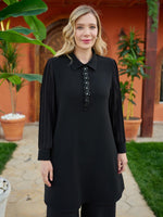DL Pleated Arm Detaild Tunic Black