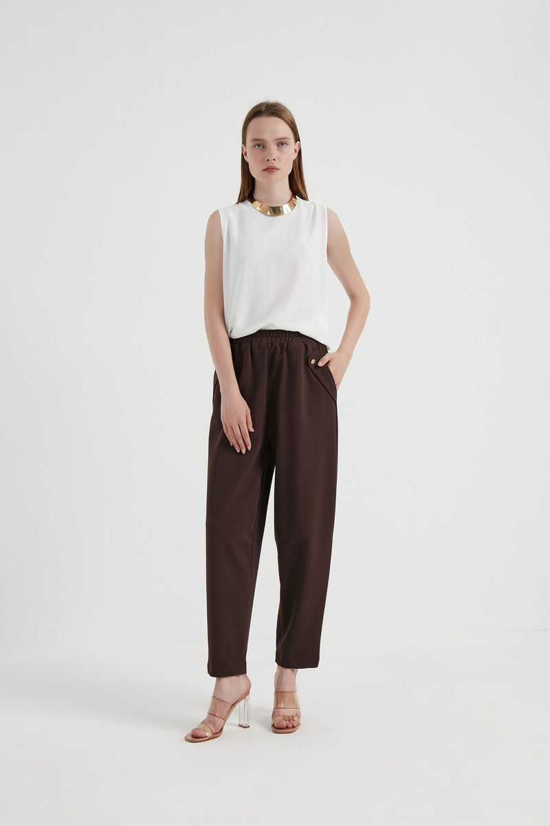 B&A Pocket Botton Jogger Brown