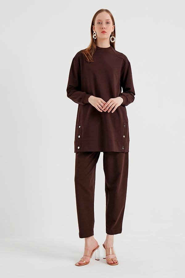 B&A Front Button Sweatshirt Brown