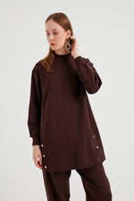 B&A Front Button Sweatshirt Brown