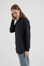 B&A Popy Cotton Sweatshirt Navy Blue