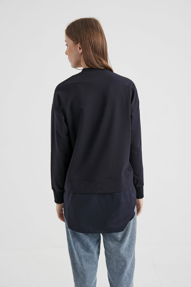 B&A Popy Cotton Sweatshirt Navy Blue