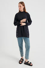 B&A Front Button Sweatshirt Navy Blue