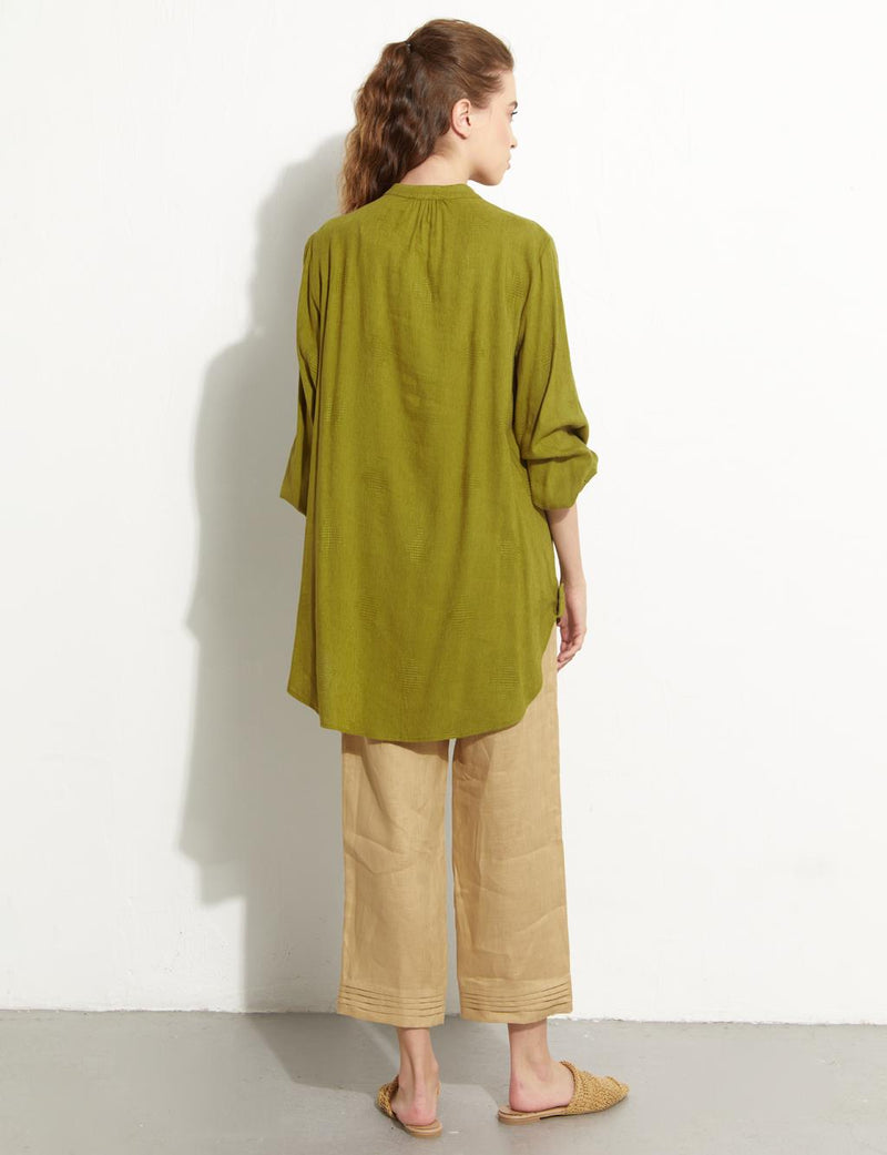 KA Rope Dtld Cotton Tunic Khaki