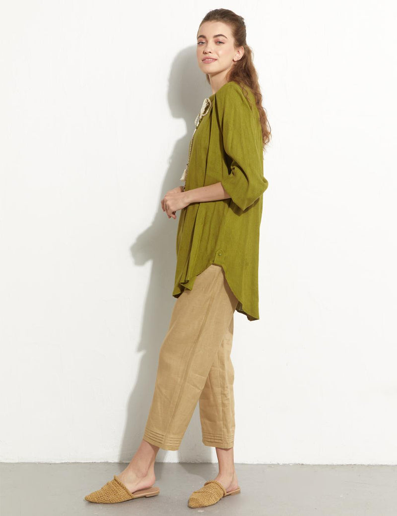 KA Rope Dtld Cotton Tunic Khaki