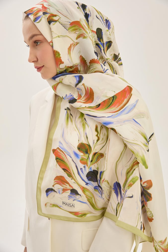 MAISA Arya Floss Viscose Shawl Green