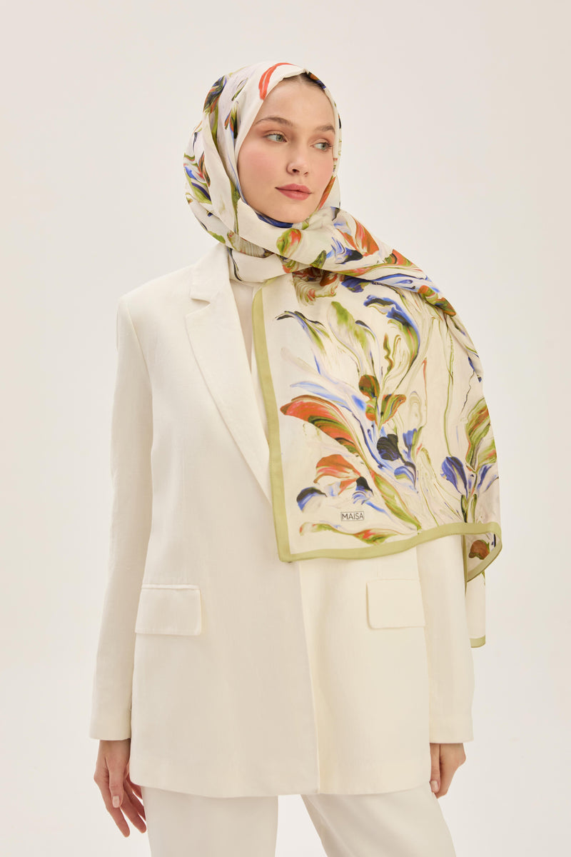 MAISA Arya Floss Viscose Shawl Green