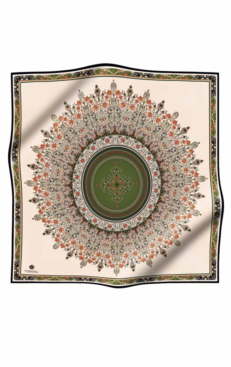 Vissona 17547 Printed Silk Scarf Khaki
