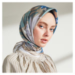 Ipekevi 01192 Baby Blue Nihavent Print Silk Twill Scarf