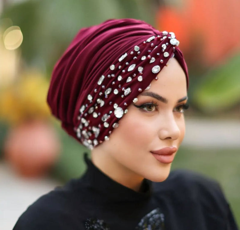 QF 1826 Rhinestone Handmade Turban Ivy