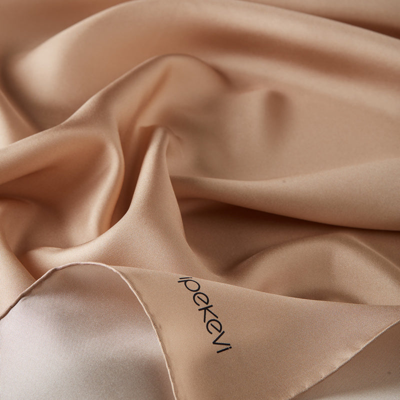 Ipekevi 01116 Beige Plain Silk Twill Scarf