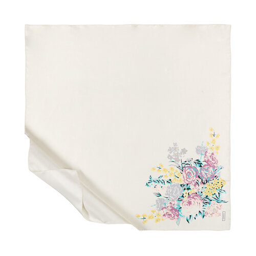 Ipekevi 01184 White Fuchia Palace Garden Print Silk Twill Scarf