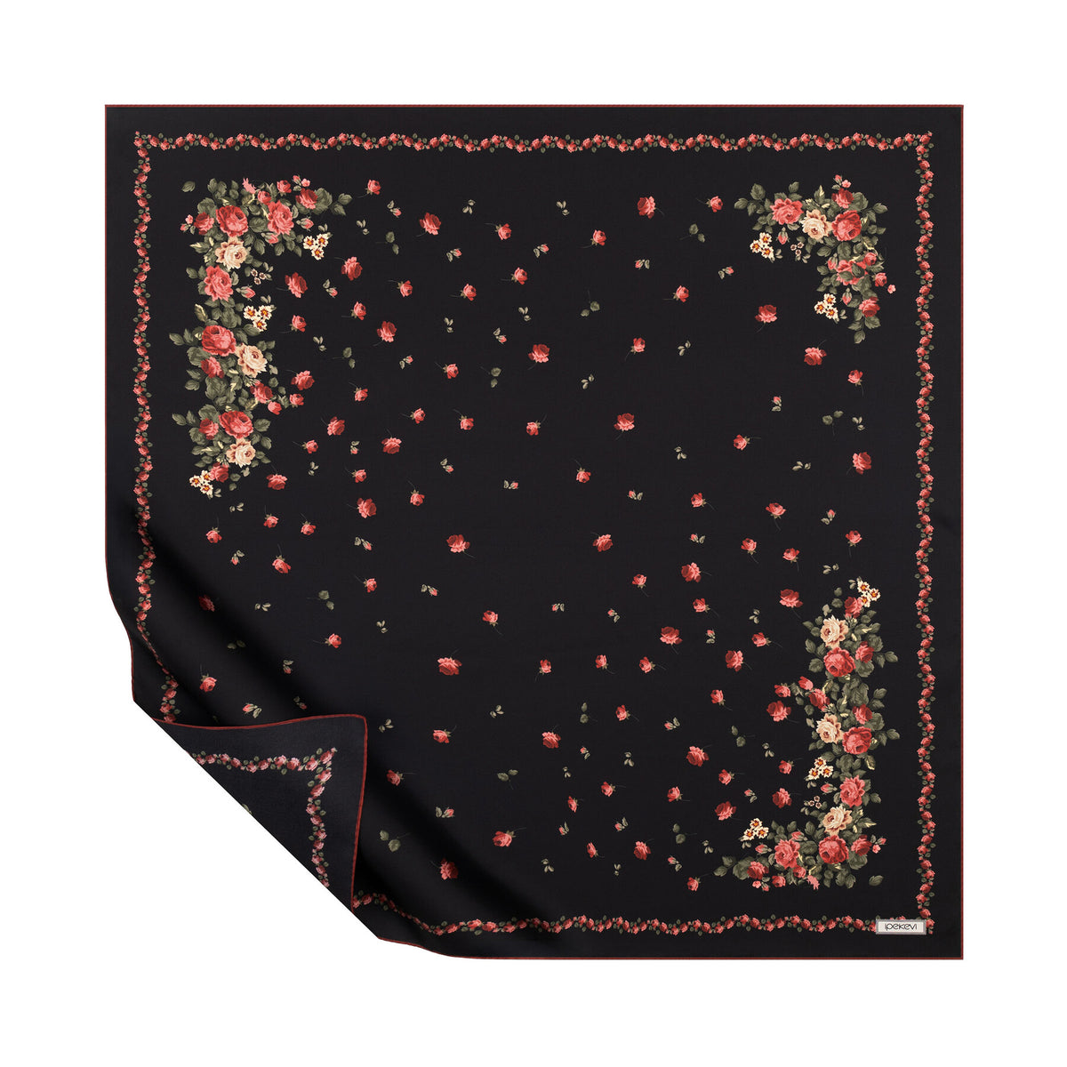 Ipekevi 01960 Black Nazen Twill Silk Scarf