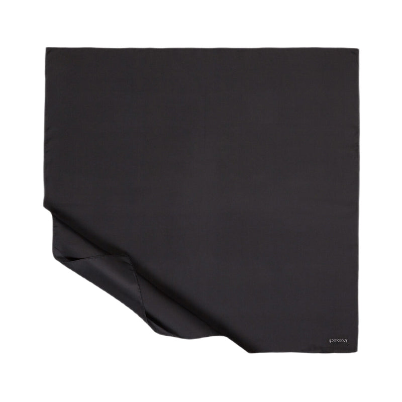 Ipekevi 01116 Black Plain Silk Twill Scarf