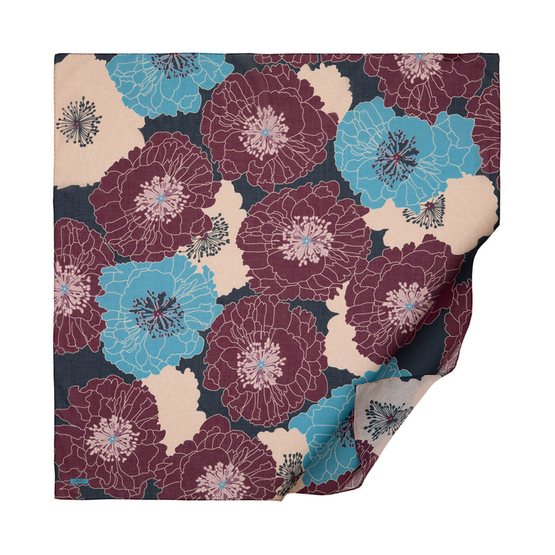 Ipekevi 01413 Burgundy Hydrangea Print Cotton Scarf