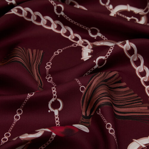 Ipekevi 01329 Burgundy Jewellery Twill Silk Scarf