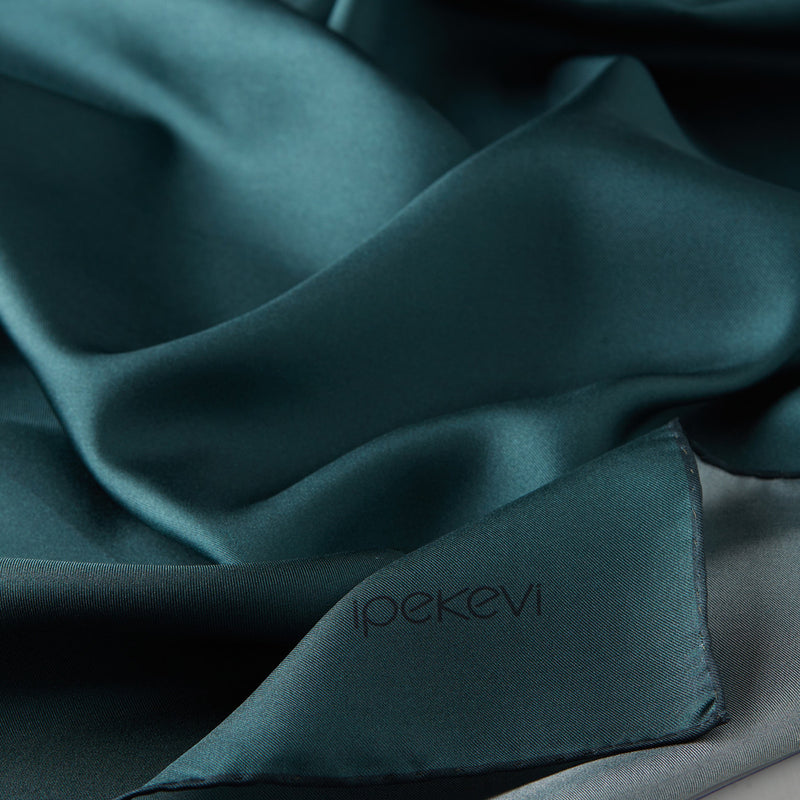 Ipekevi 01116 Pine Green Plain Silk Twill Scarf