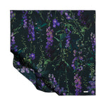 Ipekevi 01196 Pine Green Wild Violet Print Silk Twill Scarf