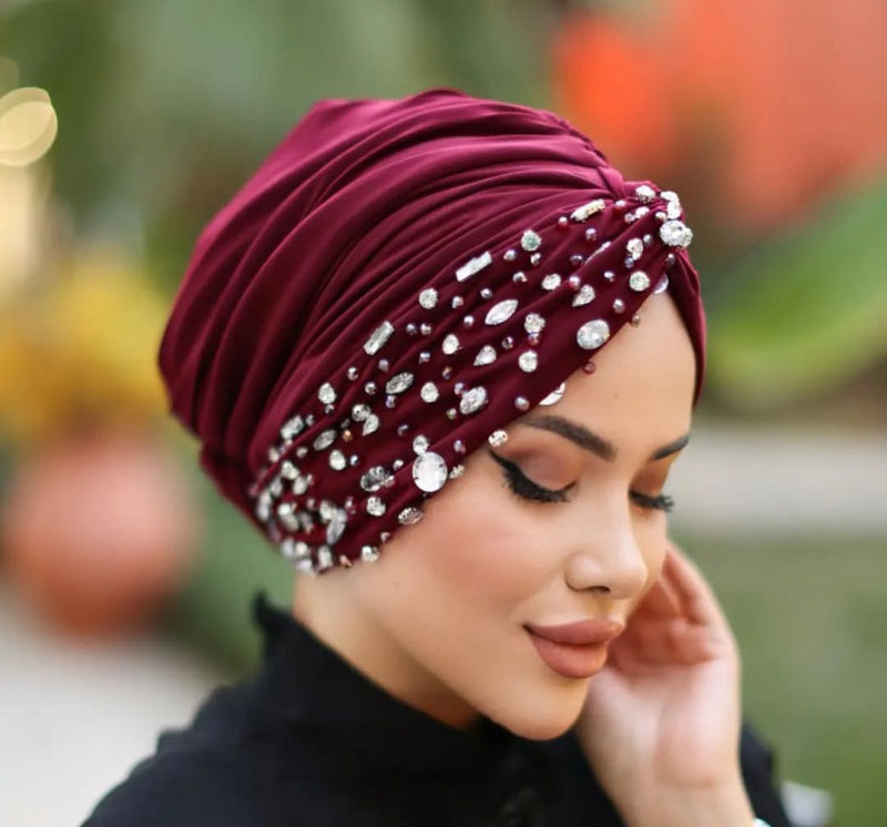 QF 1826 Rhinestone Handmade Turban Ivy