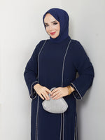 TN Mehlika Chiffon Dress Navy Blue