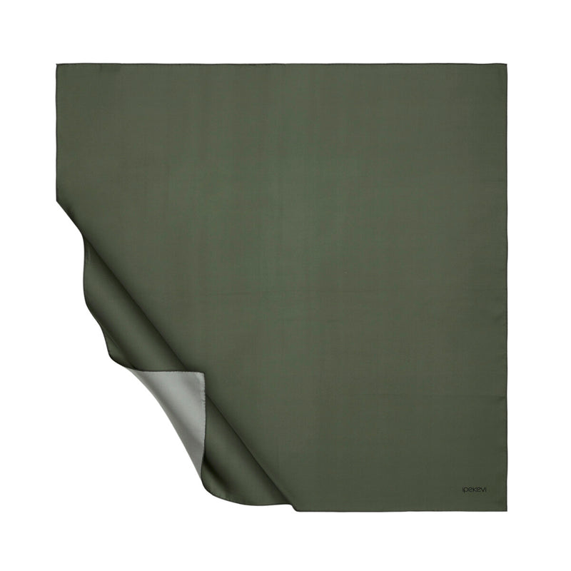 Ipekevi 01116 Walnut Green Plain Silk Twill Scarf