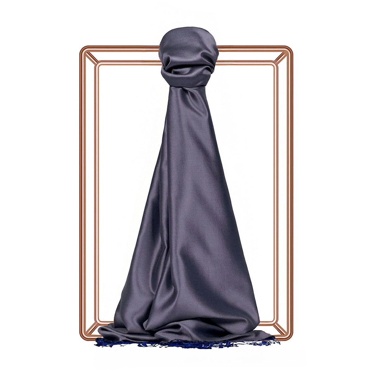 Ipekevi 927 Charcoal Sax Blue Reversible silk Shawl