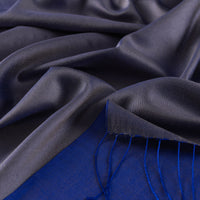 Ipekevi 927 Charcoal Sax Blue Reversible silk Shawl