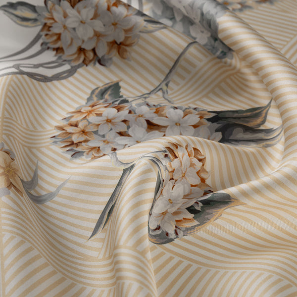 Ipekevi 01869 Cream Grey Kement Twill Silk Scarf