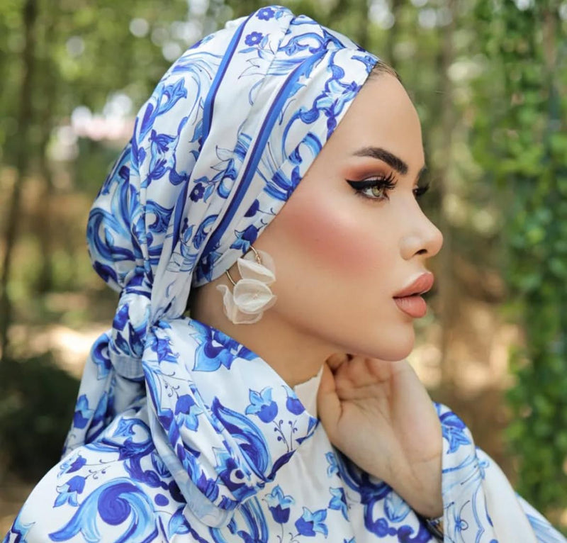 QF Hanzade Dress White&Blue