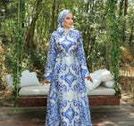 QF Hanzade Dress White&Blue