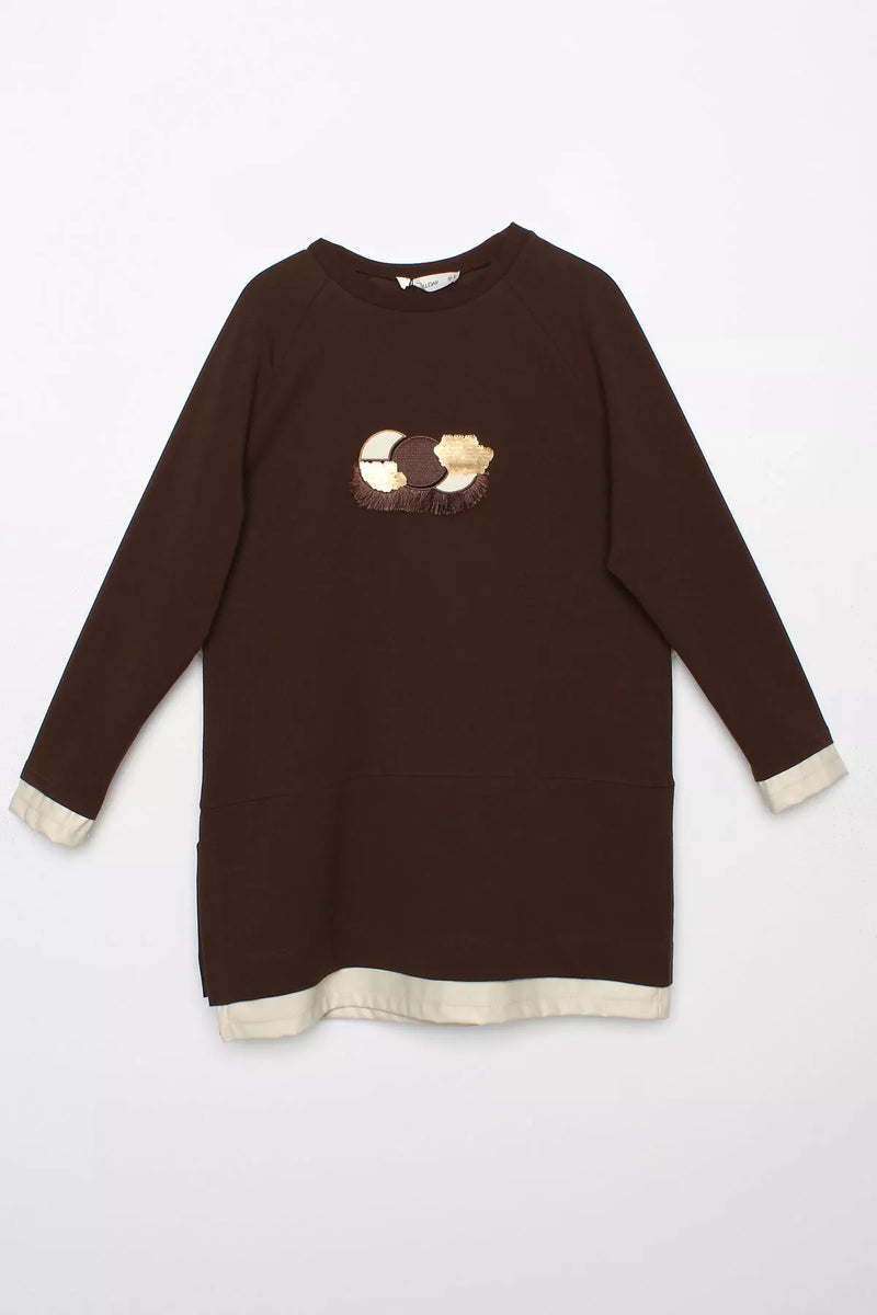 All Beaded Detailed Sweater Brown