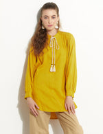 KA Rope Dtld Cotton Tunic Mustard