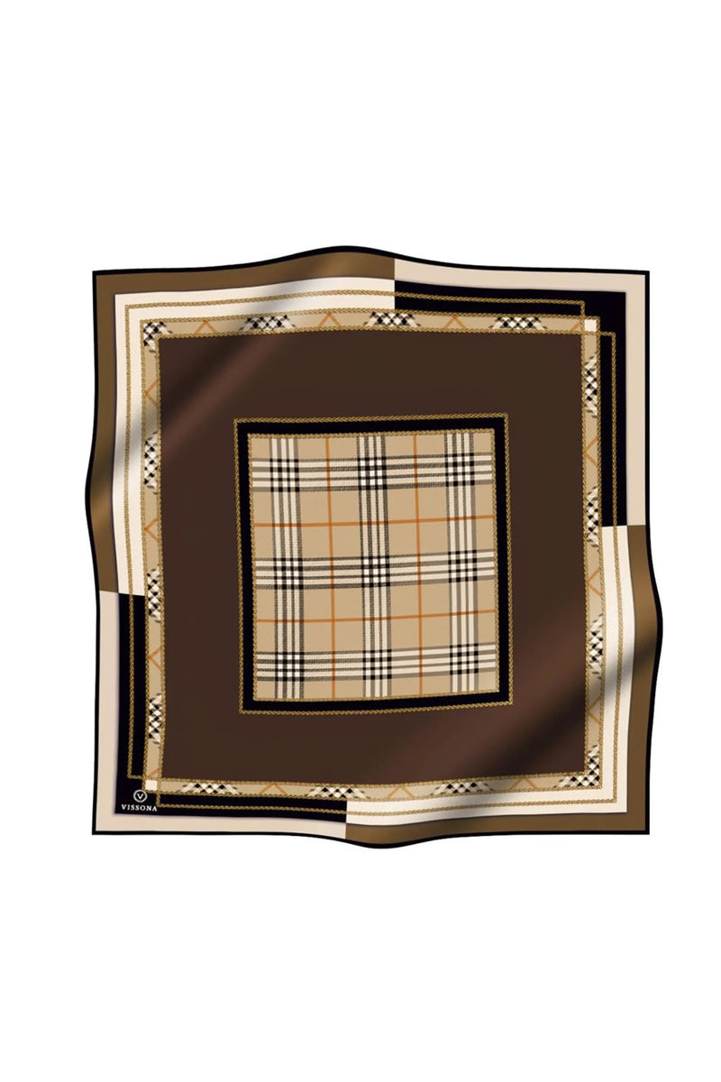 Vissona 50781 Printed Silk Scarf Brown