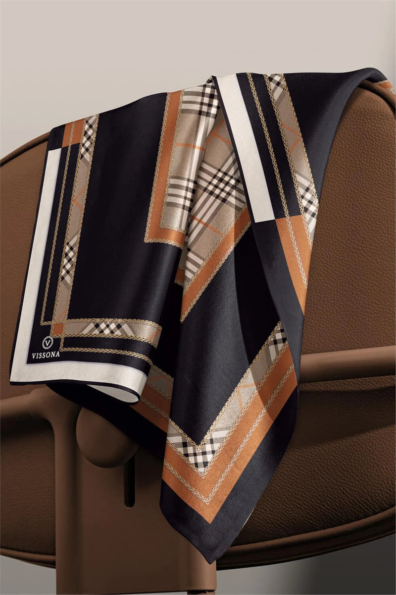 Vissona 50781 Printed Silk Scarf Tan
