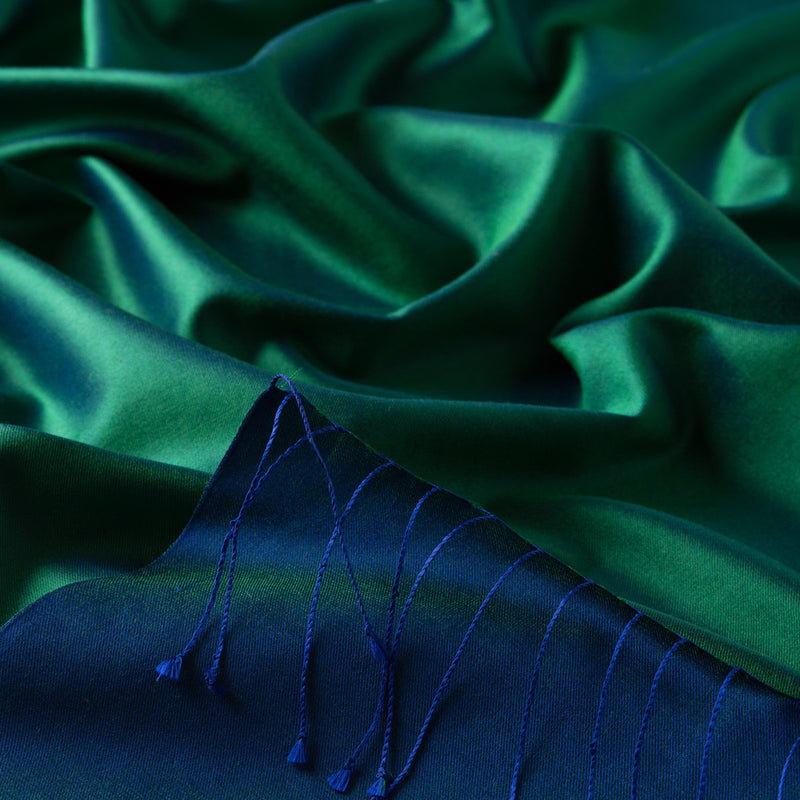 Ipekevi 927 Emerald Sax Reversible Silk Shawl