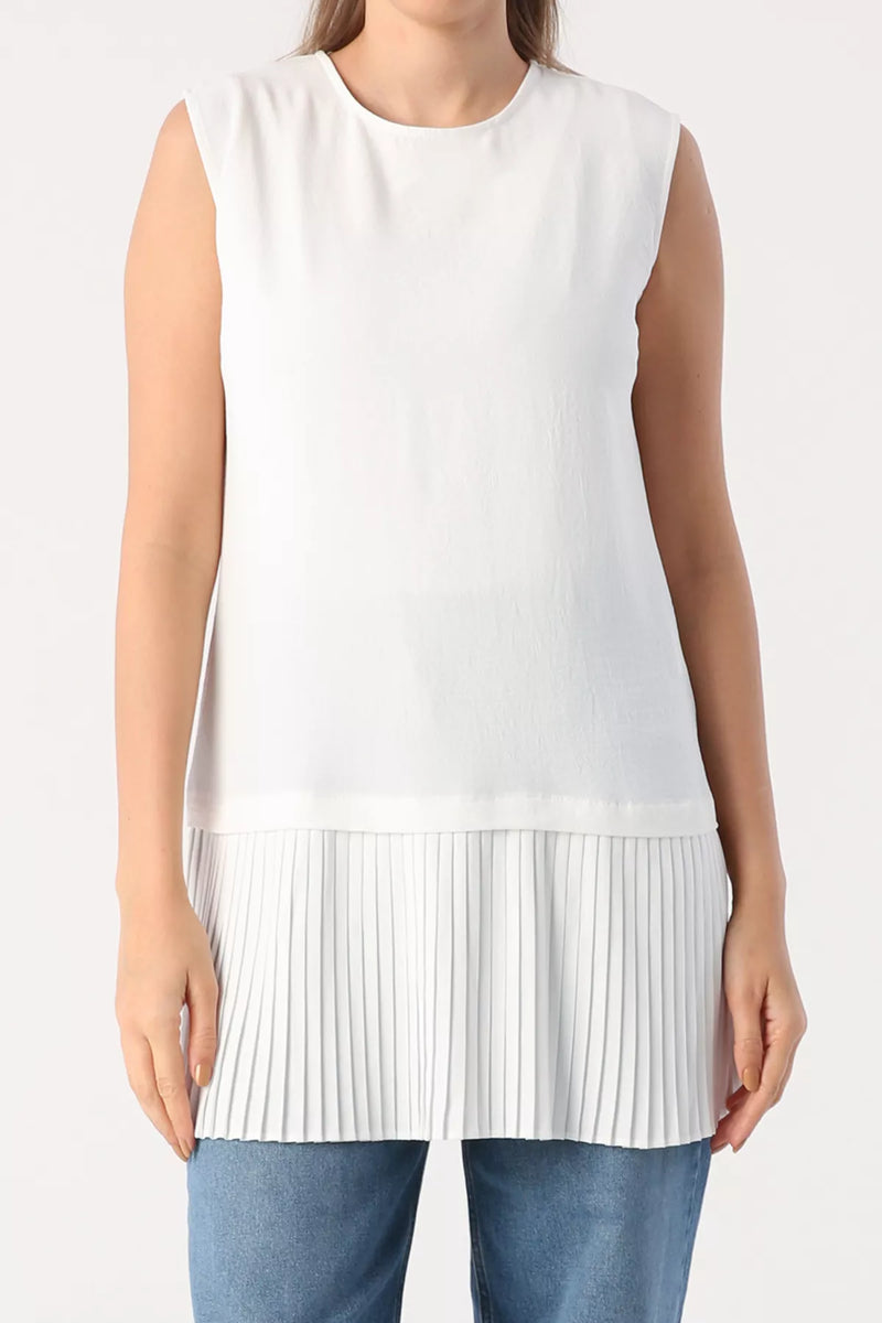 HLD Chiffon Pleated Inner Tunic White