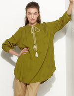 KA Rope Dtld Cotton Tunic Khaki