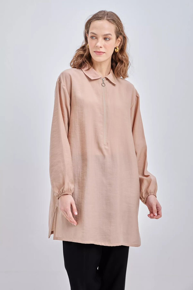 All Zip Dtld Shirt Beige