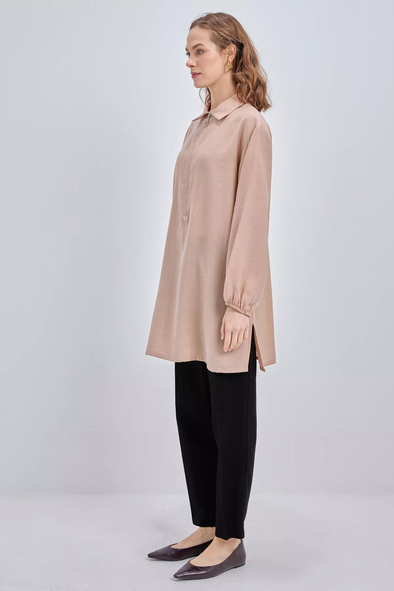 All Zip Dtld Shirt Beige