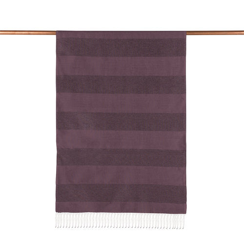 Ipekevi 4088 Fig Purple Block Lurex Striped Silk Shawl