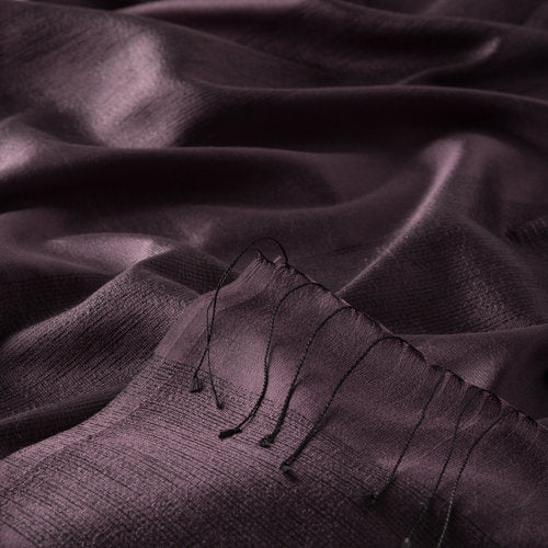 Ipekevi 4088 Fig Purple Block Lurex Striped Silk Shawl