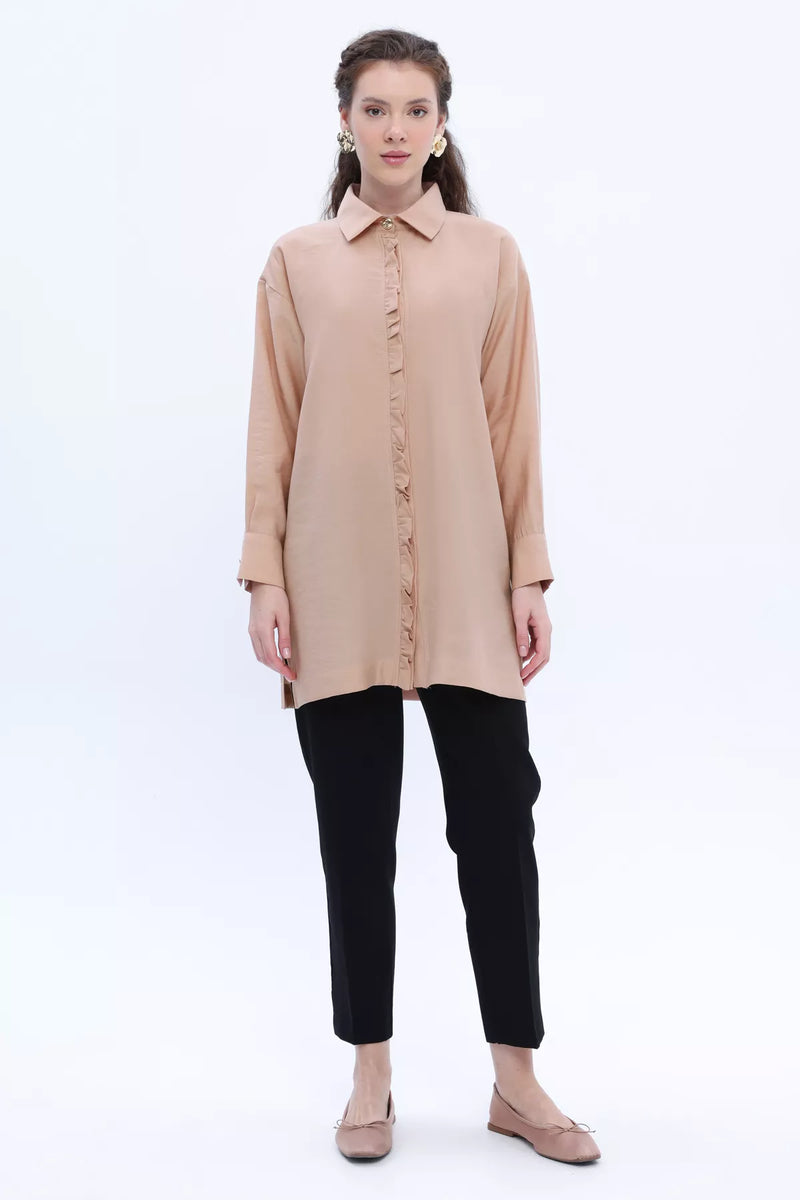 All Relax Frilled Tunic Beige