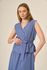 FTZ Madelyn Vest Skirt Set Blue