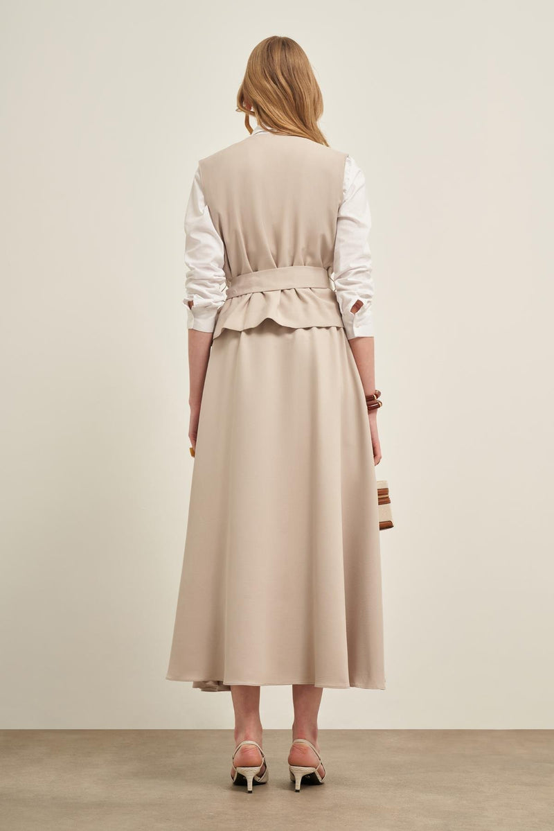 FTZ Madelyn Vest Skirt Set Stone
