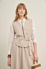 FTZ Madelyn Vest Skirt Set Stone