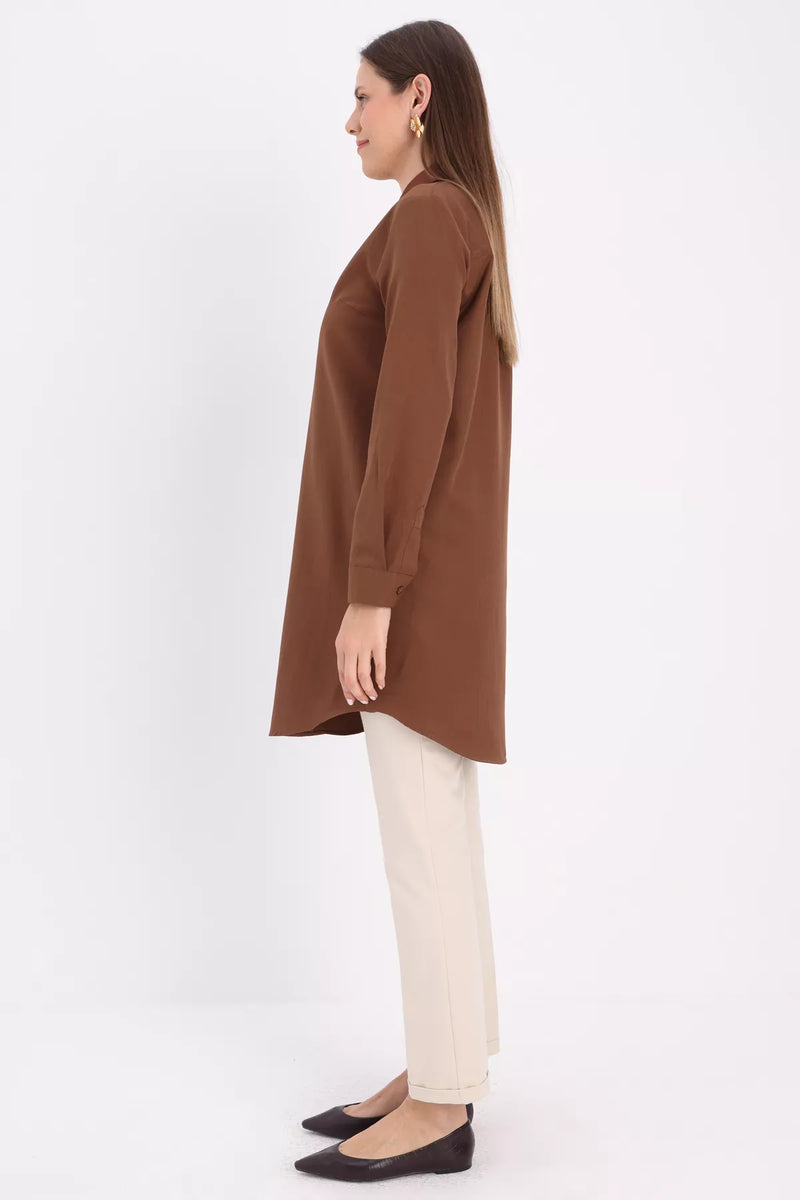 All Cotton Basic Tunic Brown