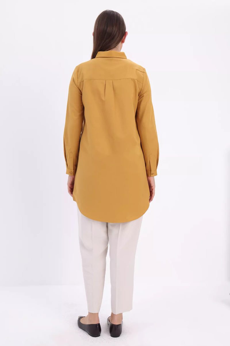 All Cotton Basic Tunic Dark Yellow