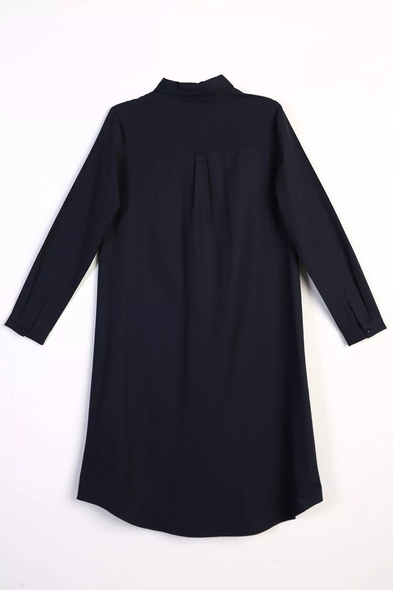 All Long Cotton Tunic Navy Blue