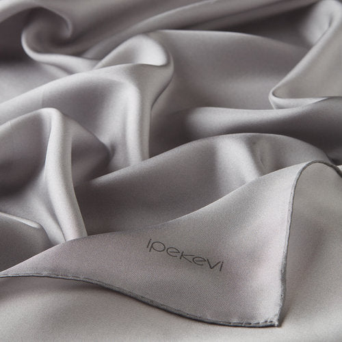 Ipekevi 01116 Silver Plain Silk Twill Scarf