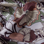 Ipekevi 01253 Silver Coffee Carnival Flowers Twill Silk Scarf